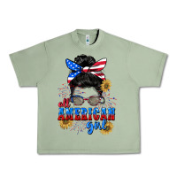 Oil Green All American girl 4th of July Urban Heavy Tee - CowGirlArtShop