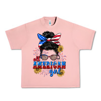 Salmon All American girl 4th of July Urban Heavy Tee - CowGirlArtShop