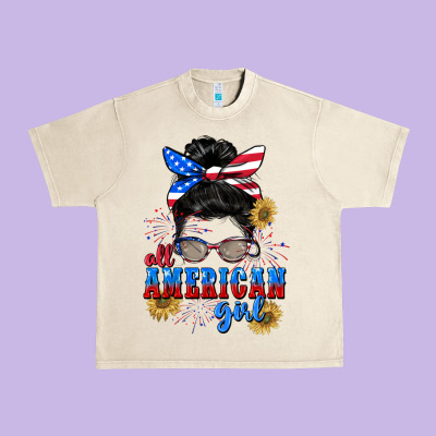 All American Girl 4th Of July Urban Heavy Tee Designed By Cowgirlartshop