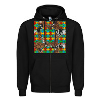 Black western autism seamless pattern Zipper Hoodie - Artiststas