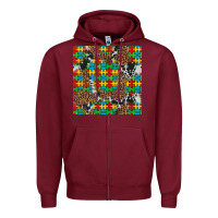 Burgundy western autism seamless pattern Zipper Hoodie - Artiststas