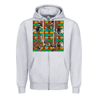 Heather Grey western autism seamless pattern Zipper Hoodie - Artiststas