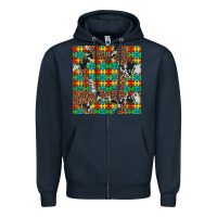 Navy western autism seamless pattern Zipper Hoodie - Artiststas