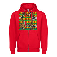 Red western autism seamless pattern Zipper Hoodie - Artiststas
