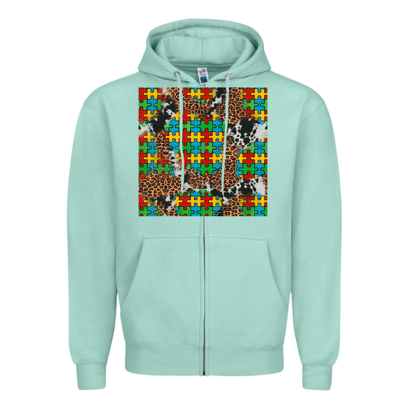 Western Autism Seamless Pattern Zipper Hoodie by Artiststas | Teevron