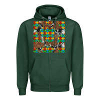 Sports Green western autism seamless pattern Zipper Hoodie - Artiststas