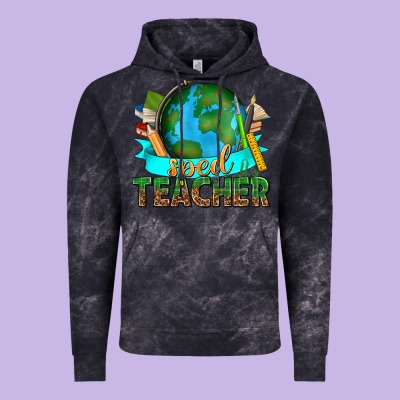 Sped Teacher With Earth Globe Vintage Hoodie Designed By Texasbilliewilder