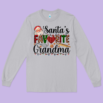 Santa's Favorite Grandma Long Sleeve Tee Designed By Adodesignshop