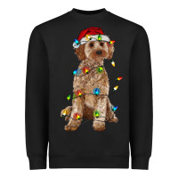 Black cockapoo with christmas lights Heavyweight Sweatshirt - RanaPortraitStore