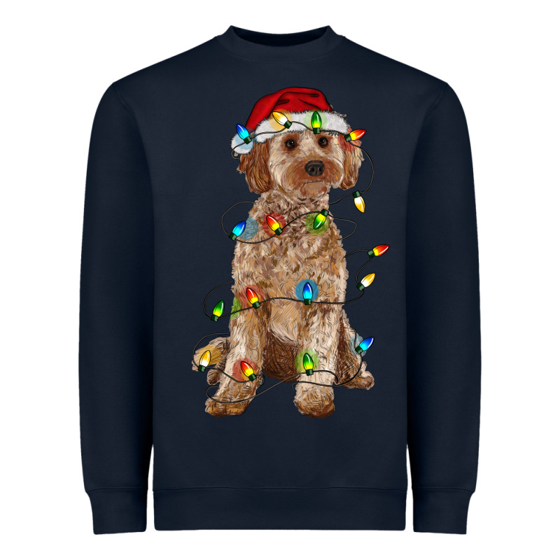 Cockapoo With Christmas Lights Heavyweight Sweatshirt by RanaPortraitStore | Teevron