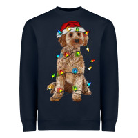 Navy cockapoo with christmas lights Heavyweight Sweatshirt - RanaPortraitStore