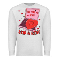 Oatmeal Heather heart record player Premium Sweatshirt - MaliasSmallBusiness