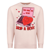 Pale Pink heart record player Premium Sweatshirt - MaliasSmallBusiness