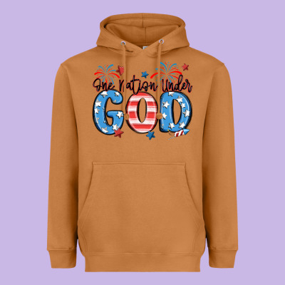 One Nation Under God Heavyweight Hoodie Designed By Maliassmallbusiness