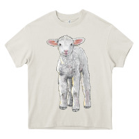 Cream merino wool baby sheep Heavy Core Tee - LillyAllenDesigns