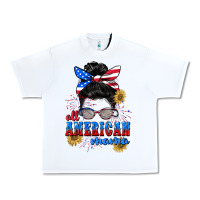 White All American Mama 4th of July Urban Heavy Tee - CowGirlArtShop