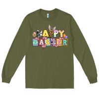 Army Green happy easter Long Sleeve Tee - AdoDesignShop