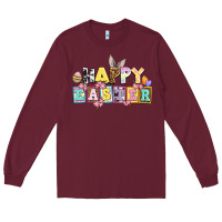 Burgundy happy easter Long Sleeve Tee - AdoDesignShop