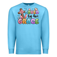Ocean Blue saved by his grace Premium Sweatshirt - MaliasSmallBusiness