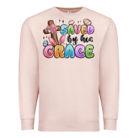 Pale Pink saved by his grace Premium Sweatshirt - MaliasSmallBusiness