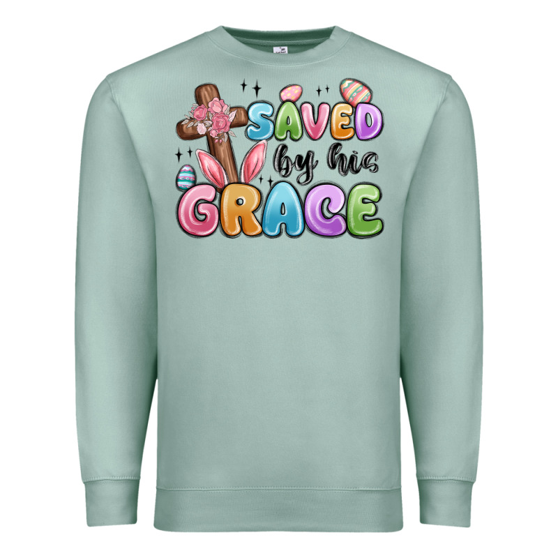 Saved By His Grace Premium Sweatshirt by MaliasSmallBusiness | Teevron
