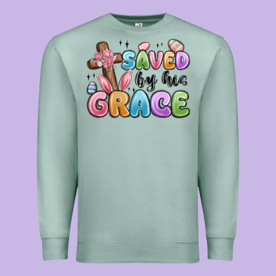 Saved By His Grace Premium Sweatshirt Designed By Maliassmallbusiness