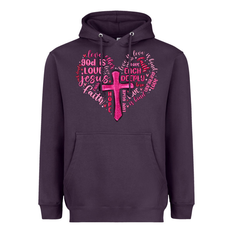 Jesus Is Love Heart Cross Valentines Day Heavyweight Hoodie by MaliasSmallBusiness | Teevron