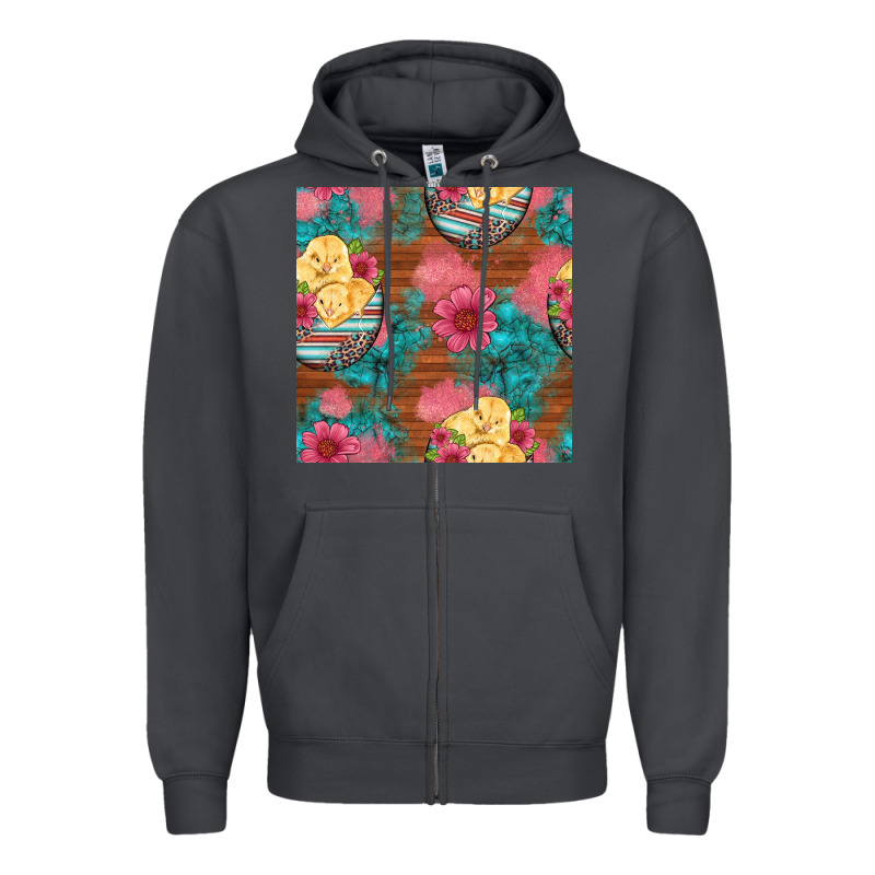 Hatched Egg Easter Chicks Seamless Pattern Zipper Hoodie by Artiststas | Teevron