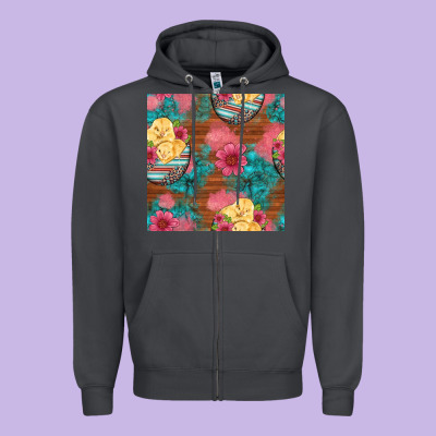 Hatched Egg Easter Chicks Seamless Pattern Zipper Hoodie Designed By Artiststas