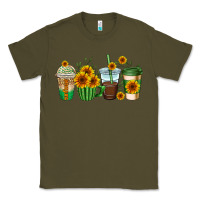 Army Green sunflowers coffee cups Classic Tee - AdoDesignShop