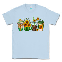 Dusty Blue sunflowers coffee cups Classic Tee - AdoDesignShop