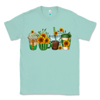 Seafoam sunflowers coffee cups Classic Tee - AdoDesignShop