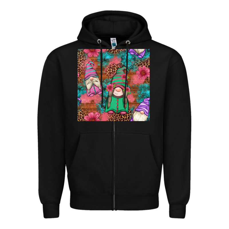 Floral Easter Gnomes Seamless Pattern Zipper Hoodie by Artiststas | Teevron