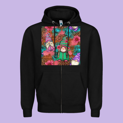 Floral Easter Gnomes Seamless Pattern Zipper Hoodie Designed By Artiststas