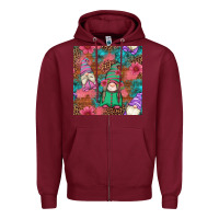 Burgundy floral easter gnomes seamless pattern Zipper Hoodie - Artiststas