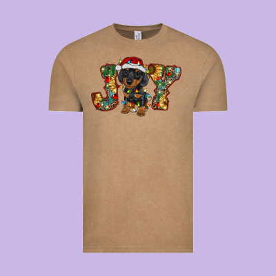 Dachshund Puppy Christmas Joy Vintage Tee Designed By Barkaloodesign
