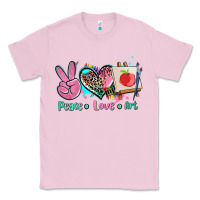 Bubblegum Pink peace love art   ado Classic Tee - AdoDesignShop