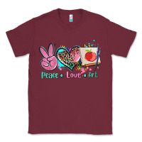 Burgundy peace love art   ado Classic Tee - AdoDesignShop