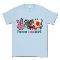 Dusty Blue peace love art   ado Classic Tee - AdoDesignShop