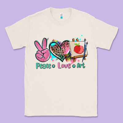 Peace Love Art   Ado Classic Tee Designed By Adodesignshop