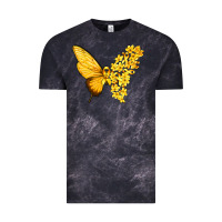 Cloud Black flowers and childhood cancer ribbon butterfly Vintage Tee - texasbilliewilder
