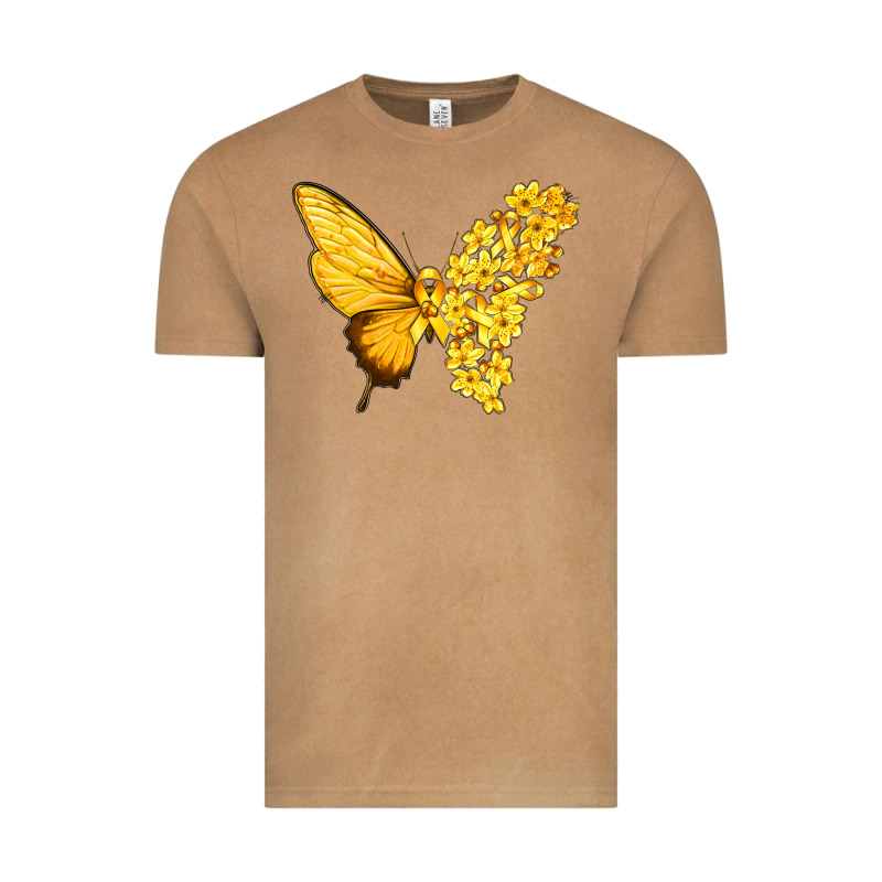 Flowers And Childhood Cancer Ribbon Butterfly Vintage Tee by texasbilliewilder | Teevron