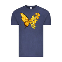 Vintage Denim flowers and childhood cancer ribbon butterfly Vintage Tee - texasbilliewilder