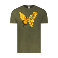 Vintage Olive flowers and childhood cancer ribbon butterfly Vintage Tee - texasbilliewilder