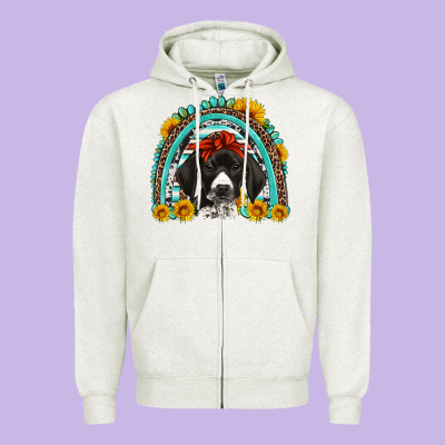 German Shorthaired Pointer Western Rainbow Zipper Hoodie Designed By Artiststas