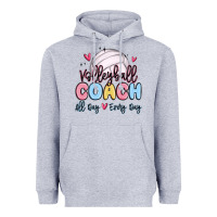 Heather Grey volleyball coach all day every day Heavyweight Hoodie - MaliasSmallBusiness