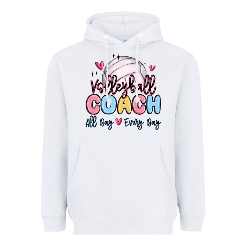 Volleyball Coach All Day Every Day Heavyweight Hoodie by MaliasSmallBusiness | Teevron