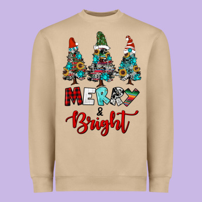 Western Trees Merry And Bright Christmas Heavyweight Sweatshirt Designed By Ranaportraitstore