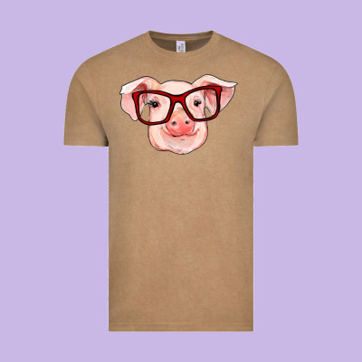 Pig With Red Glasses Vintage Tee Designed By Ranaportraitstore