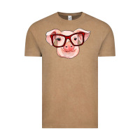 Vintage Coffee pig with red glasses Vintage Tee - RanaPortraitStore